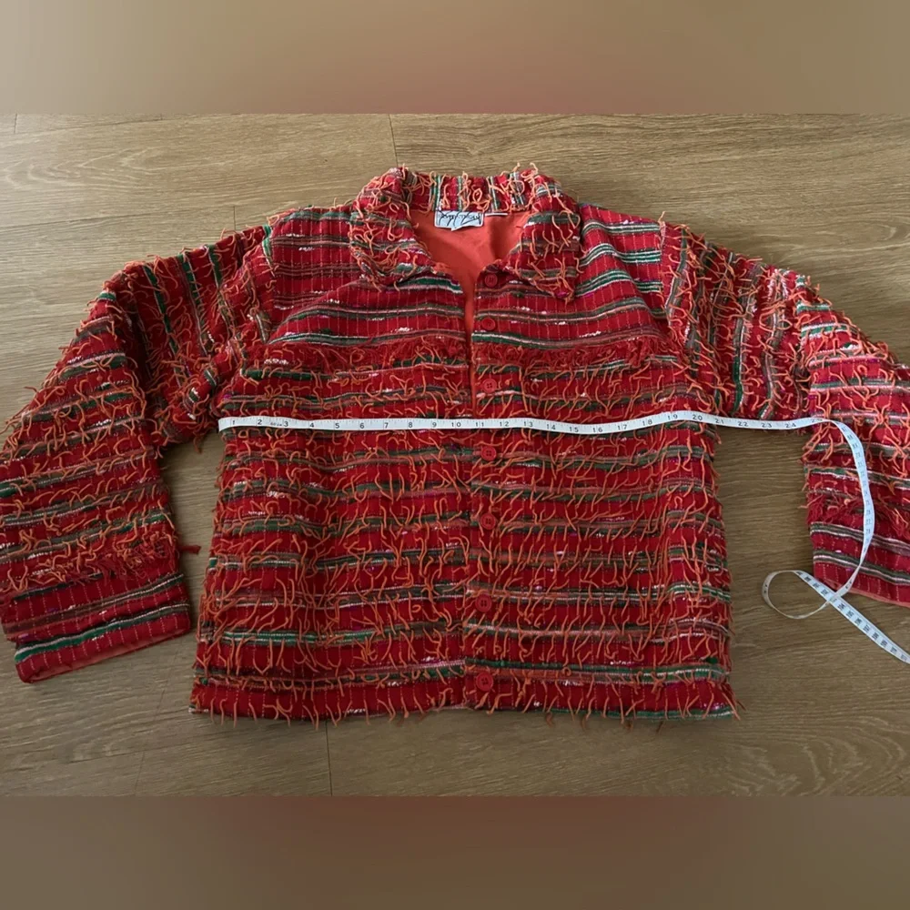 Silver Stream, Vintage jacket, cardigan, Vibrant Multicolor Textured, size L - Picture 6 of 9